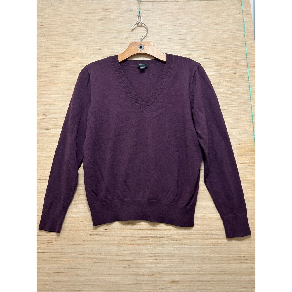 Ann Taylor Factory Womens V-Neck Sweater Plum Purple Long Sleeve Size M 4691